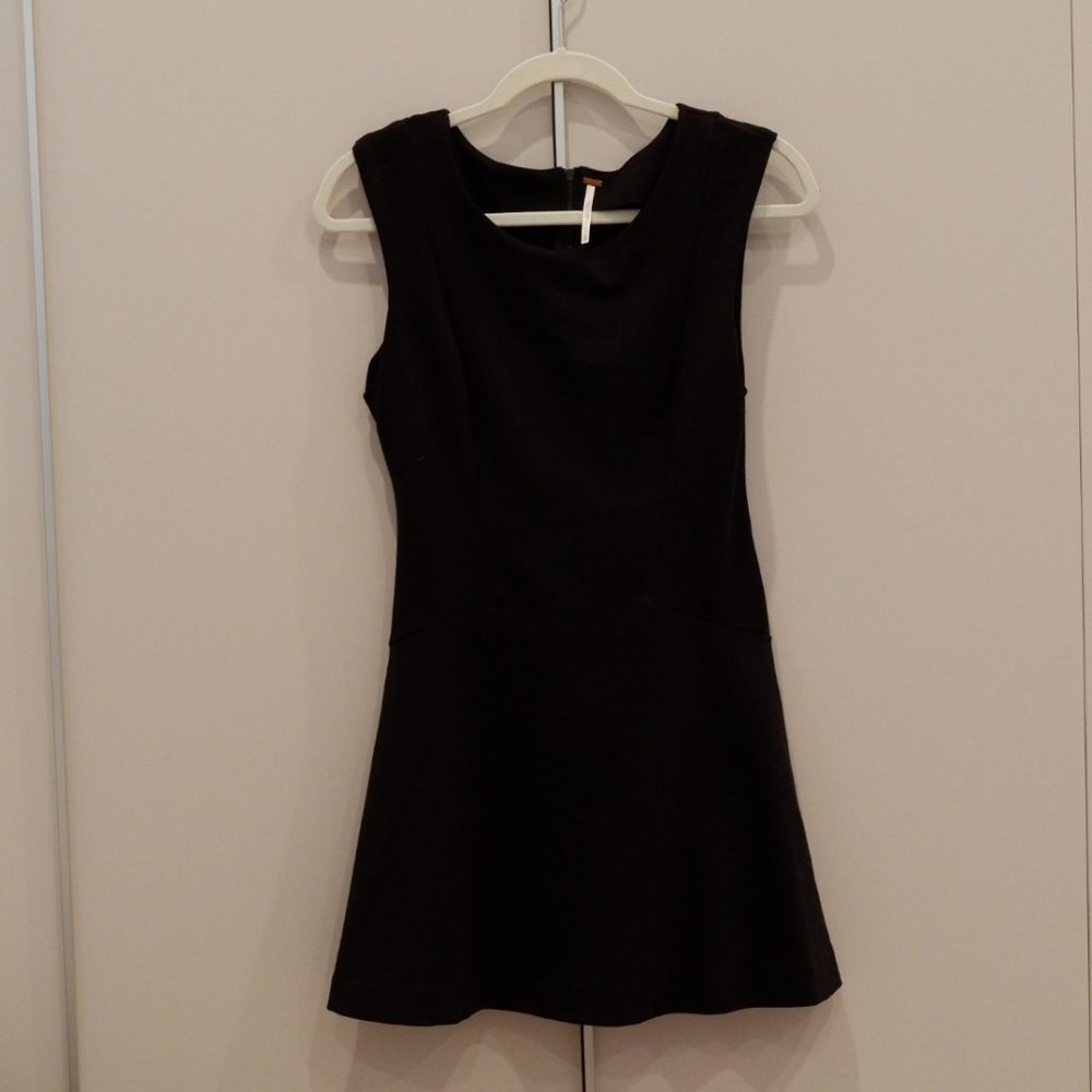 Free People Black Cotton Dress with Back Zipper.